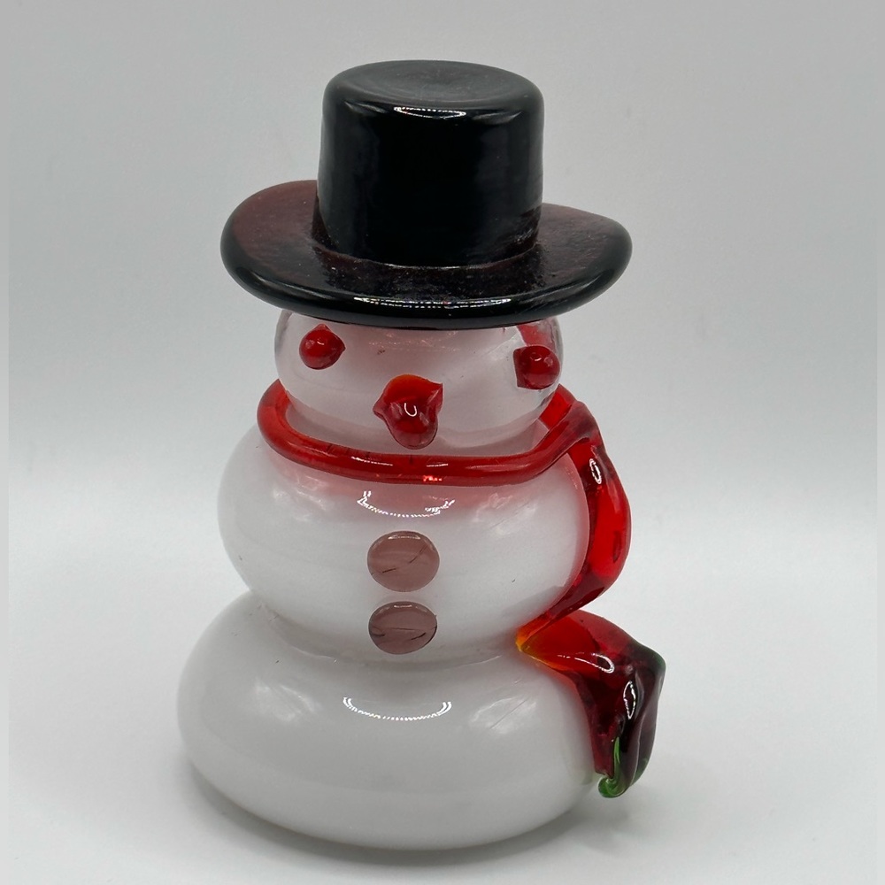 Vintage Art Glass Snowman Blown Glass Top Hat Scarf - Picture 1 of 5